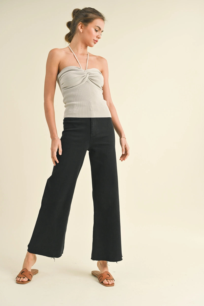MIOU MUSE Black Straight Leg Denim Pants
