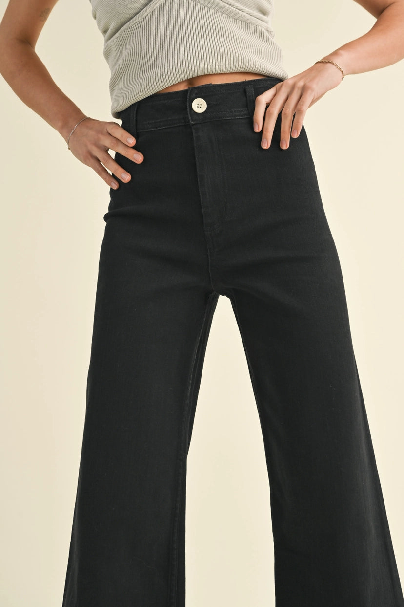 MIOU MUSE Black Straight Leg Denim Pants