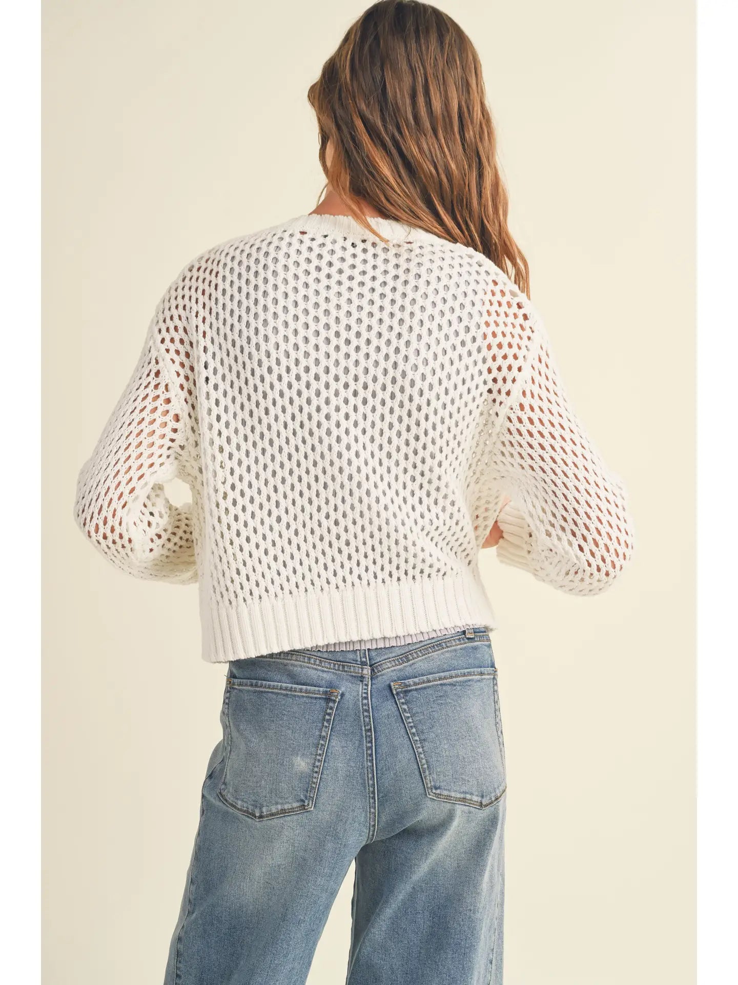 MIOU MUSE Open Knit Crochet Cardigan
