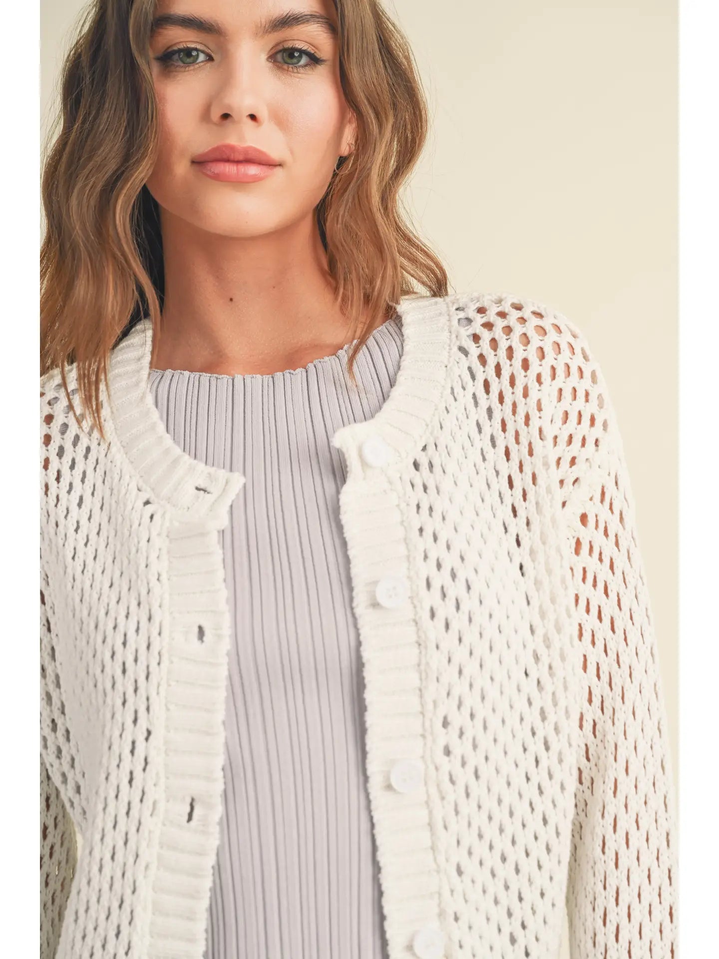 MIOU MUSE Open Knit Crochet Cardigan