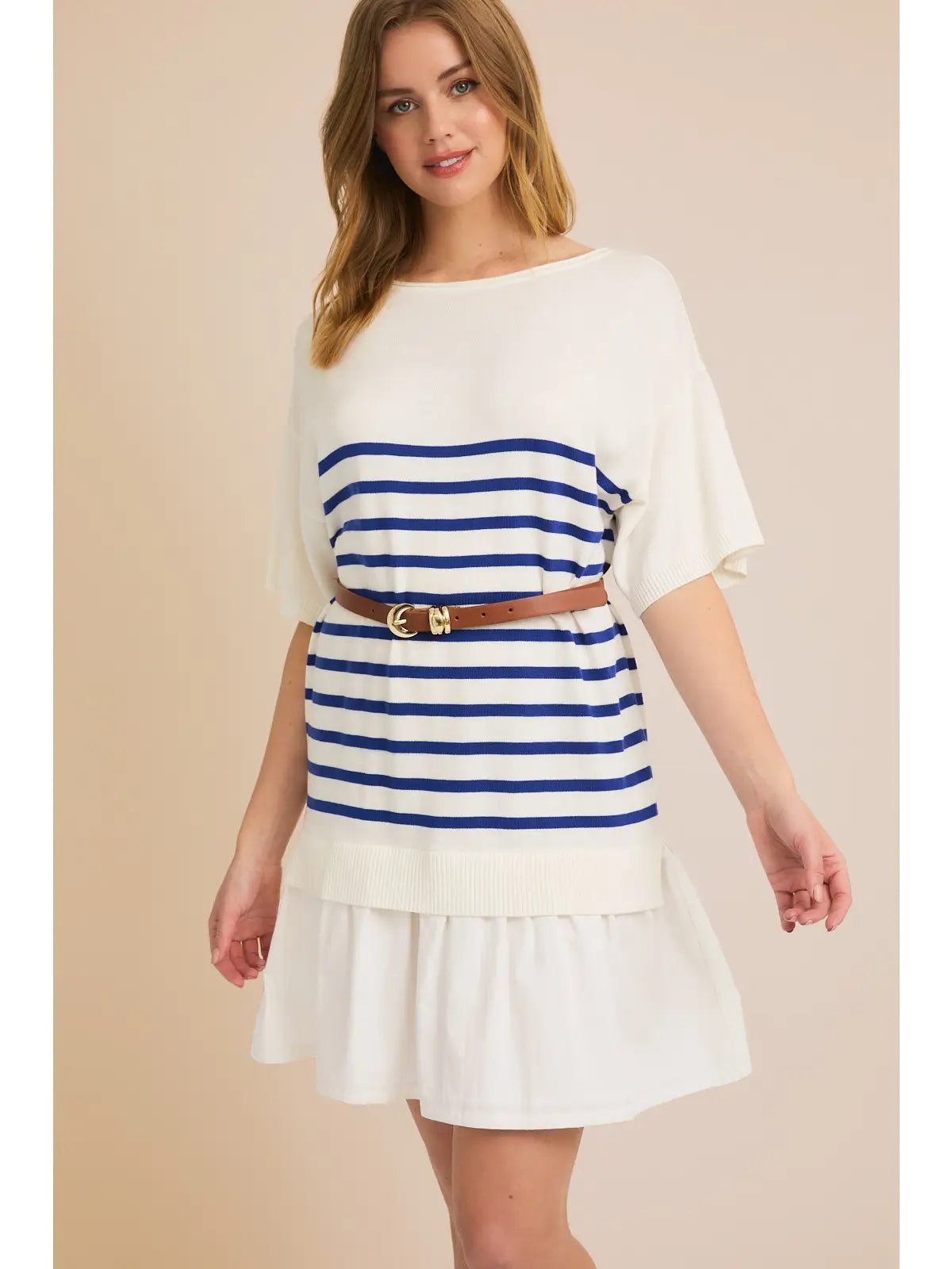 GILLI Nautical Striped Drop Waist Dress