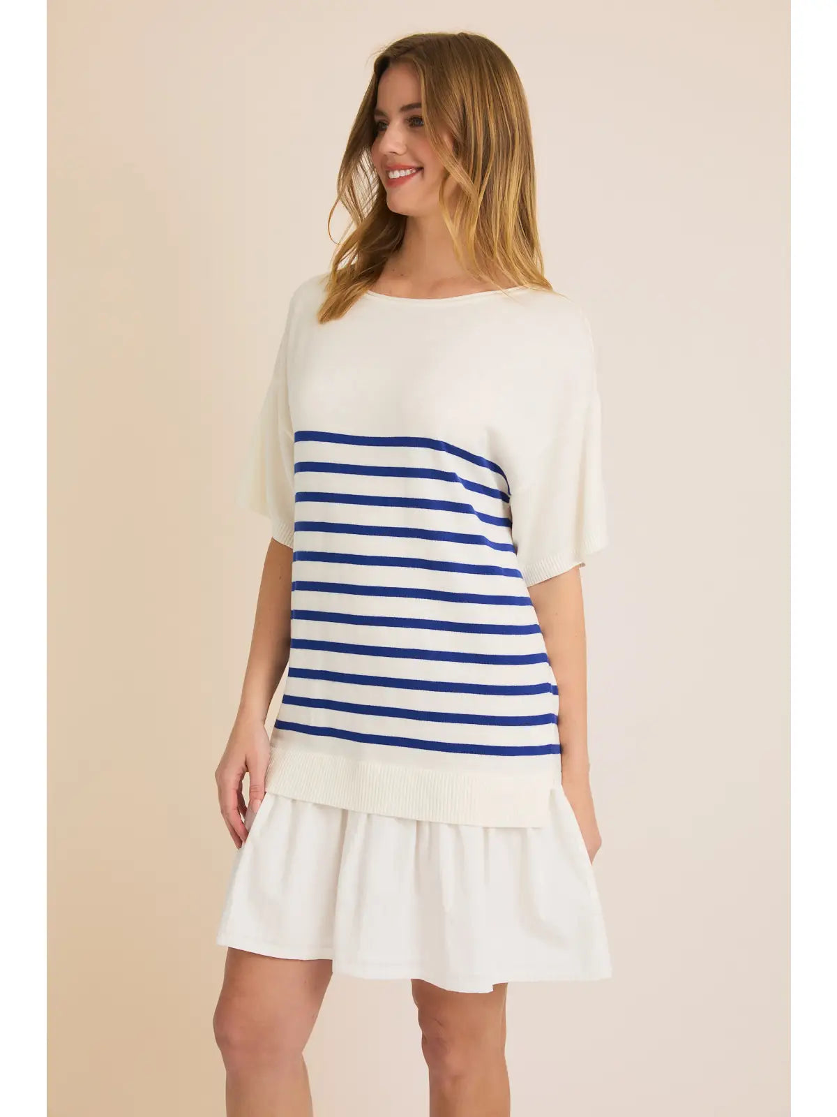 GILLI Nautical Striped Drop Waist Dress
