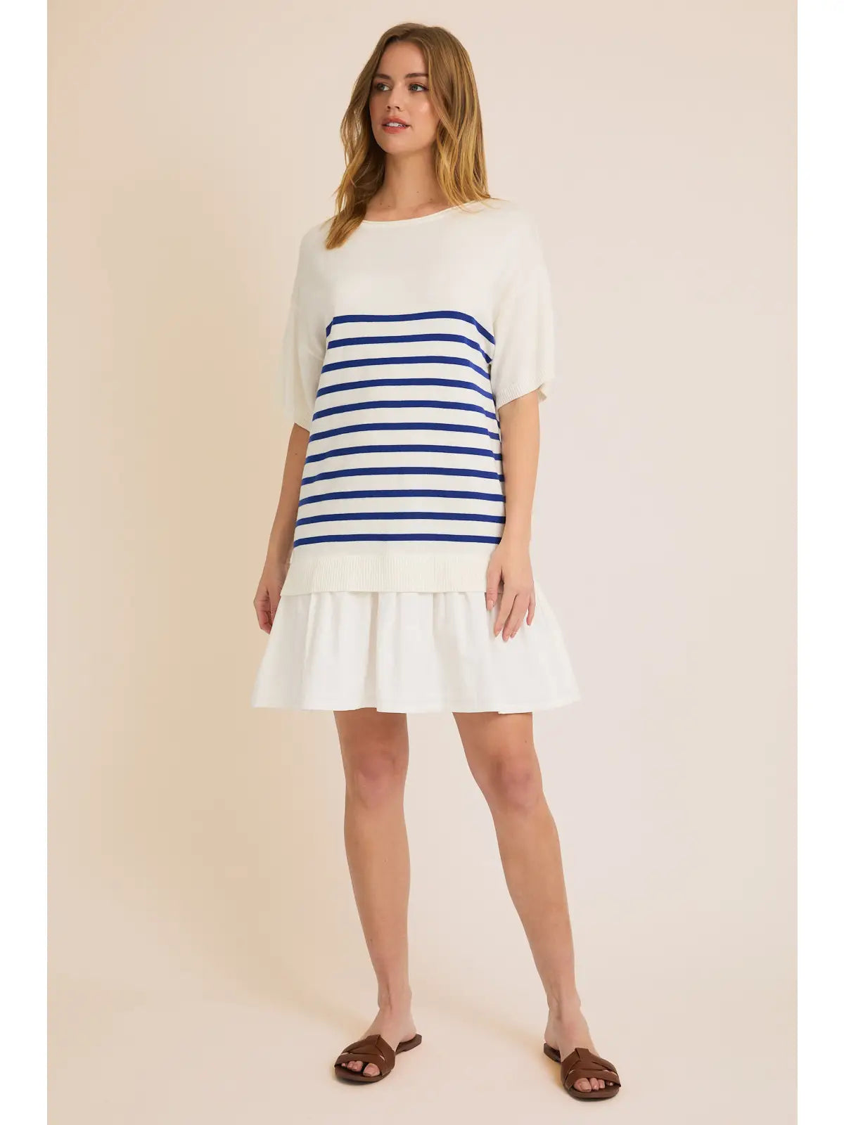 GILLI Nautical Striped Drop Waist Dress