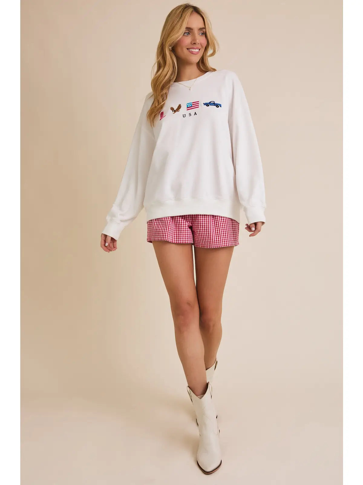 GILLI USA Embroidered Crew Neck