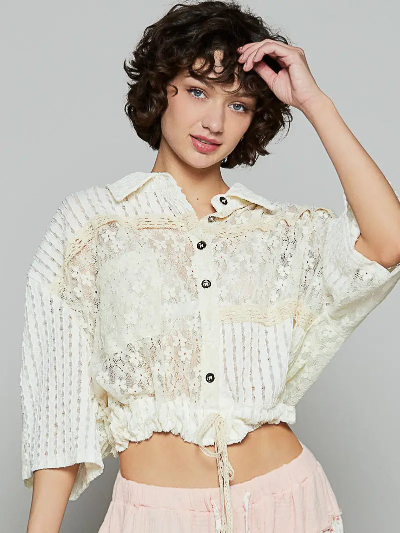 POL Cropped Lace Jacket