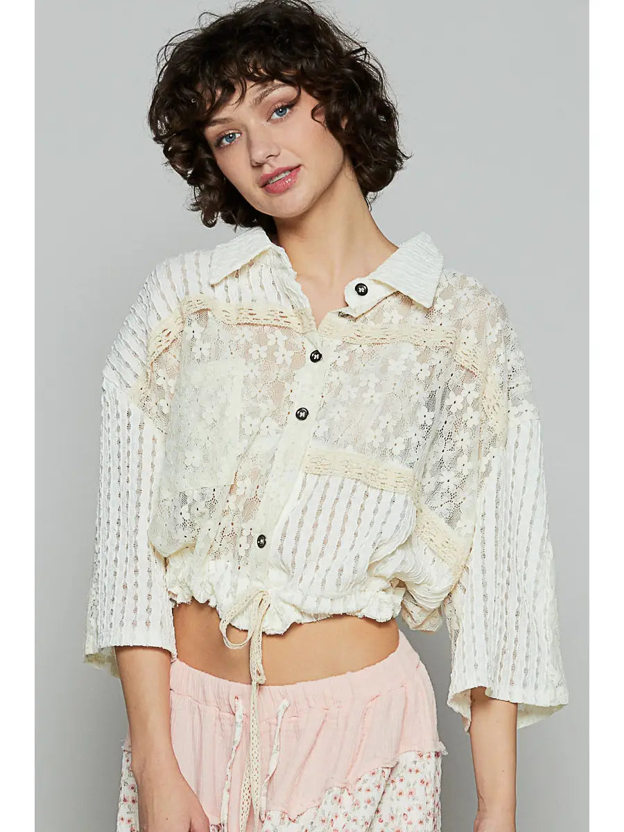 POL Cropped Lace Jacket