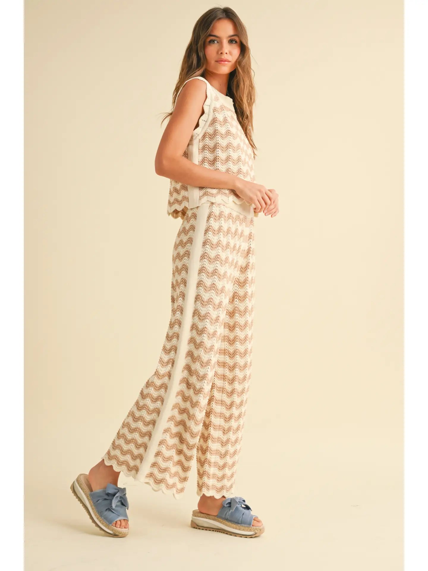 MIOU MUSE Zig Zag Crochet Set Pants