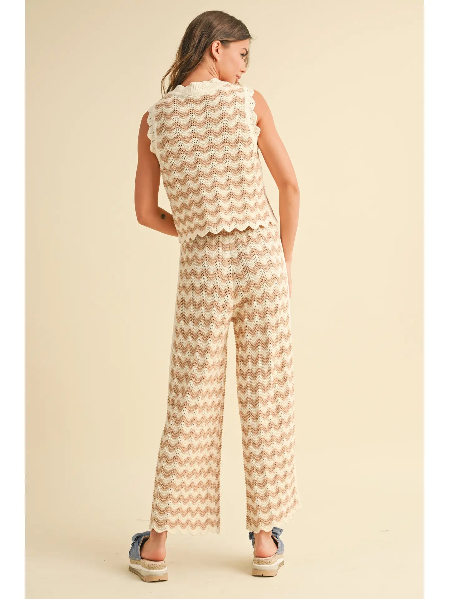MIOU MUSE Zig Zag Crochet Set Pants