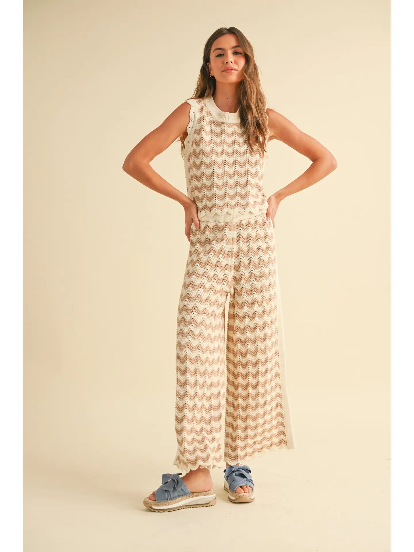 MIOU MUSE Zig Zag Crochet Set Pants