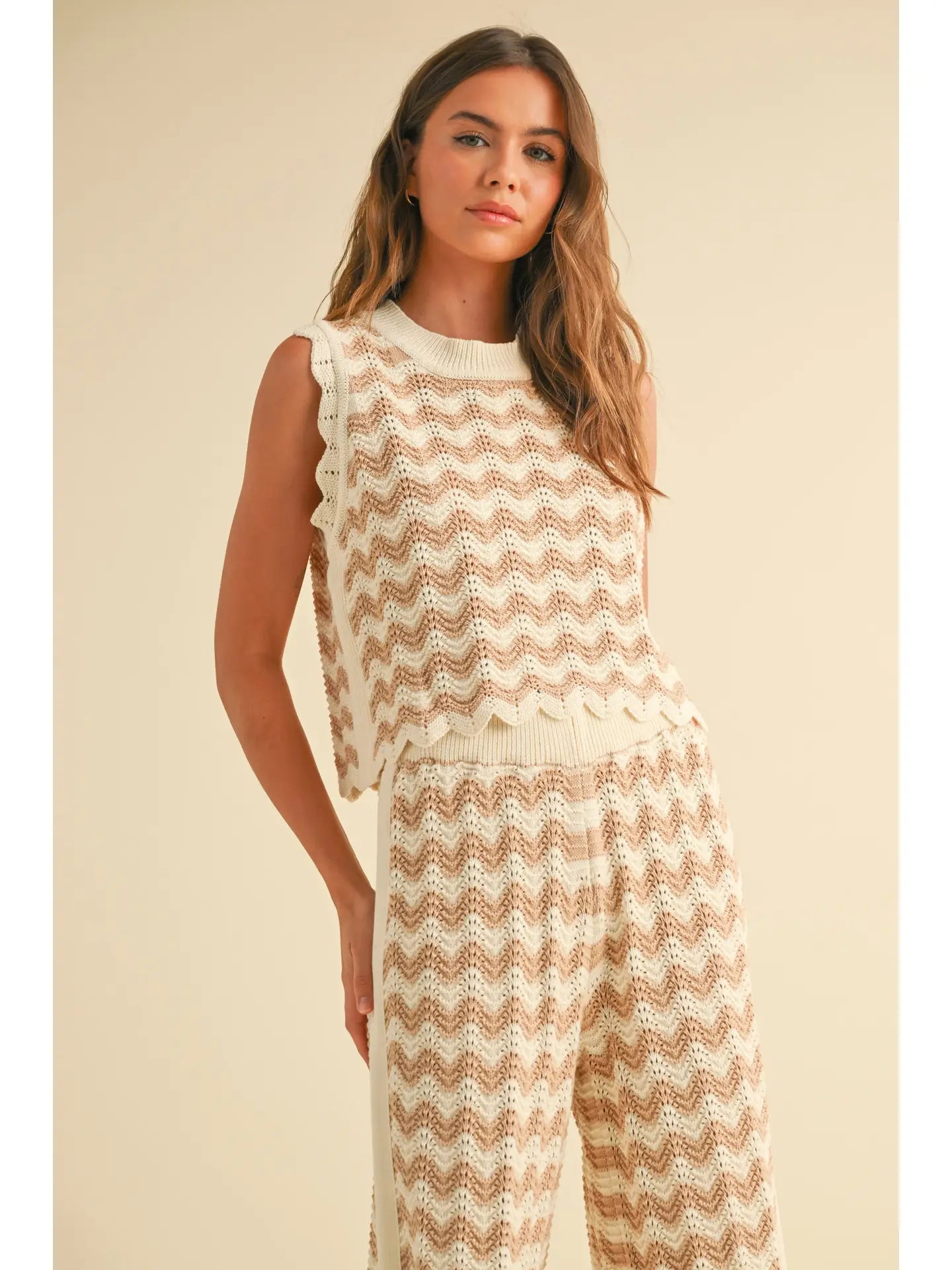 MIOU MUSE Zig Zag Crochet Set Tank