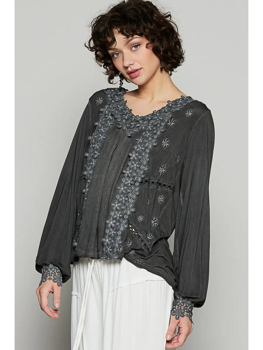 POL Floral Lace Boho Blouse
