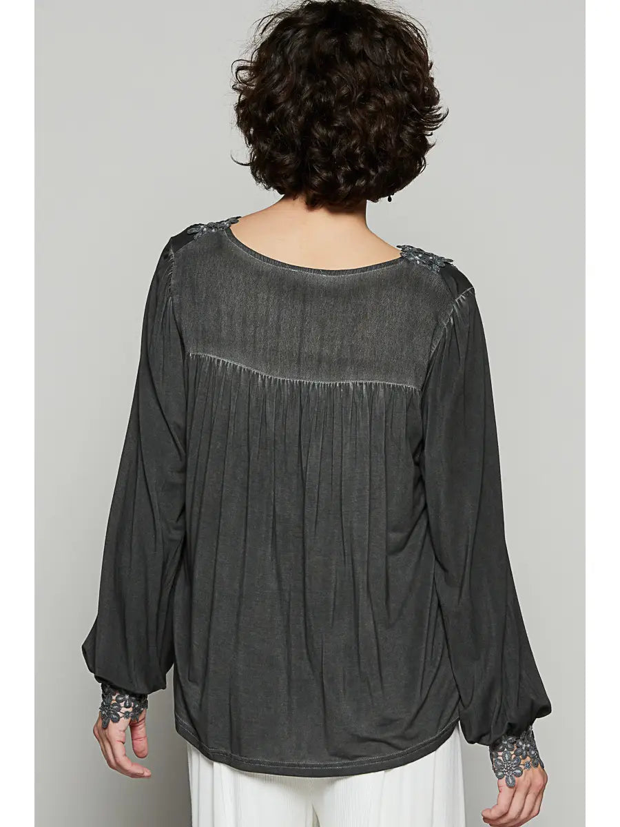 POL Floral Lace Boho Blouse
