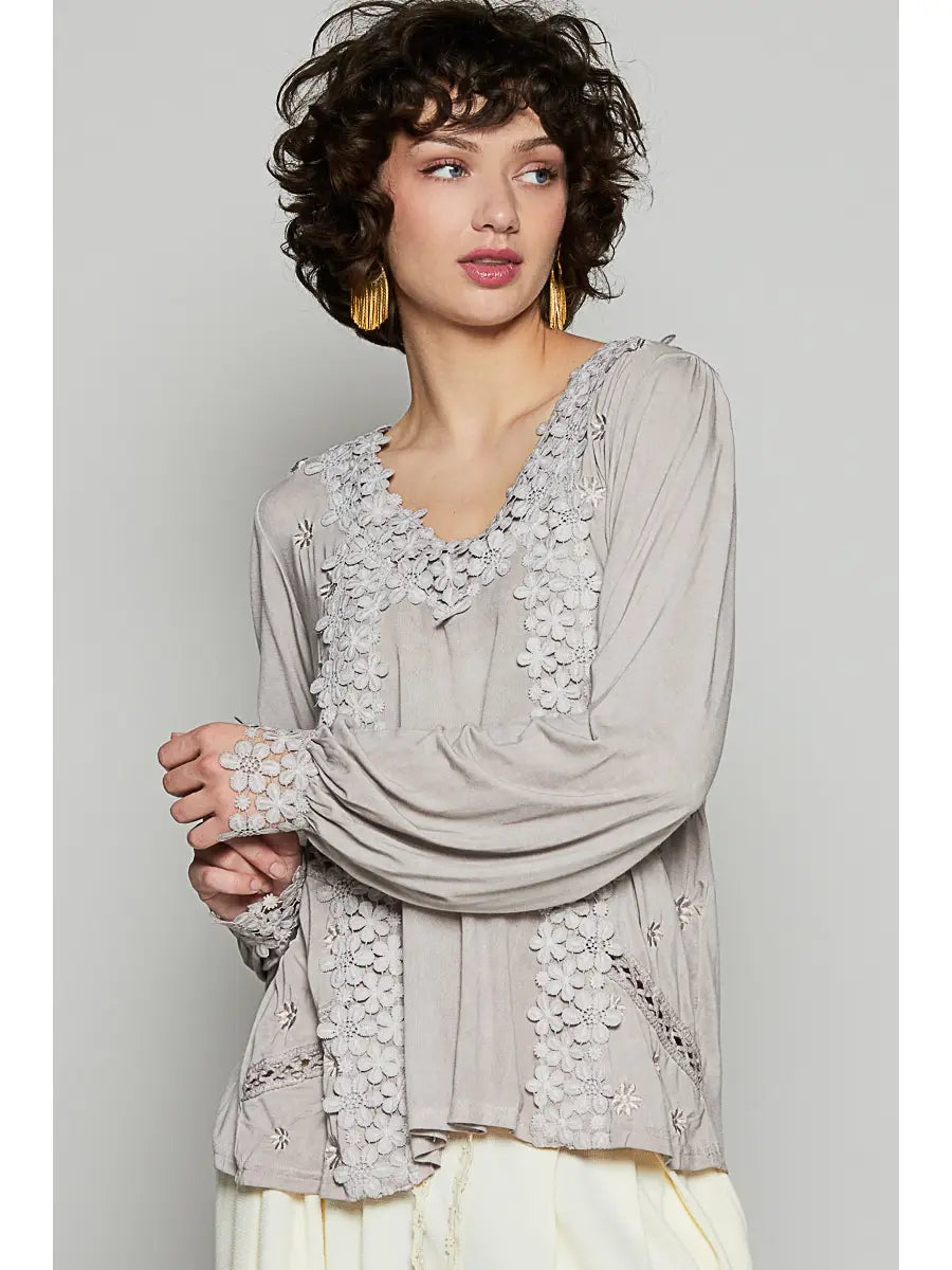 POL Floral Lace Boho Blouse