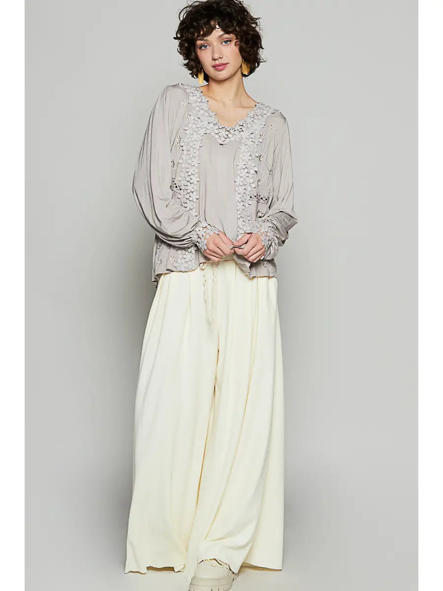 POL Floral Lace Boho Blouse