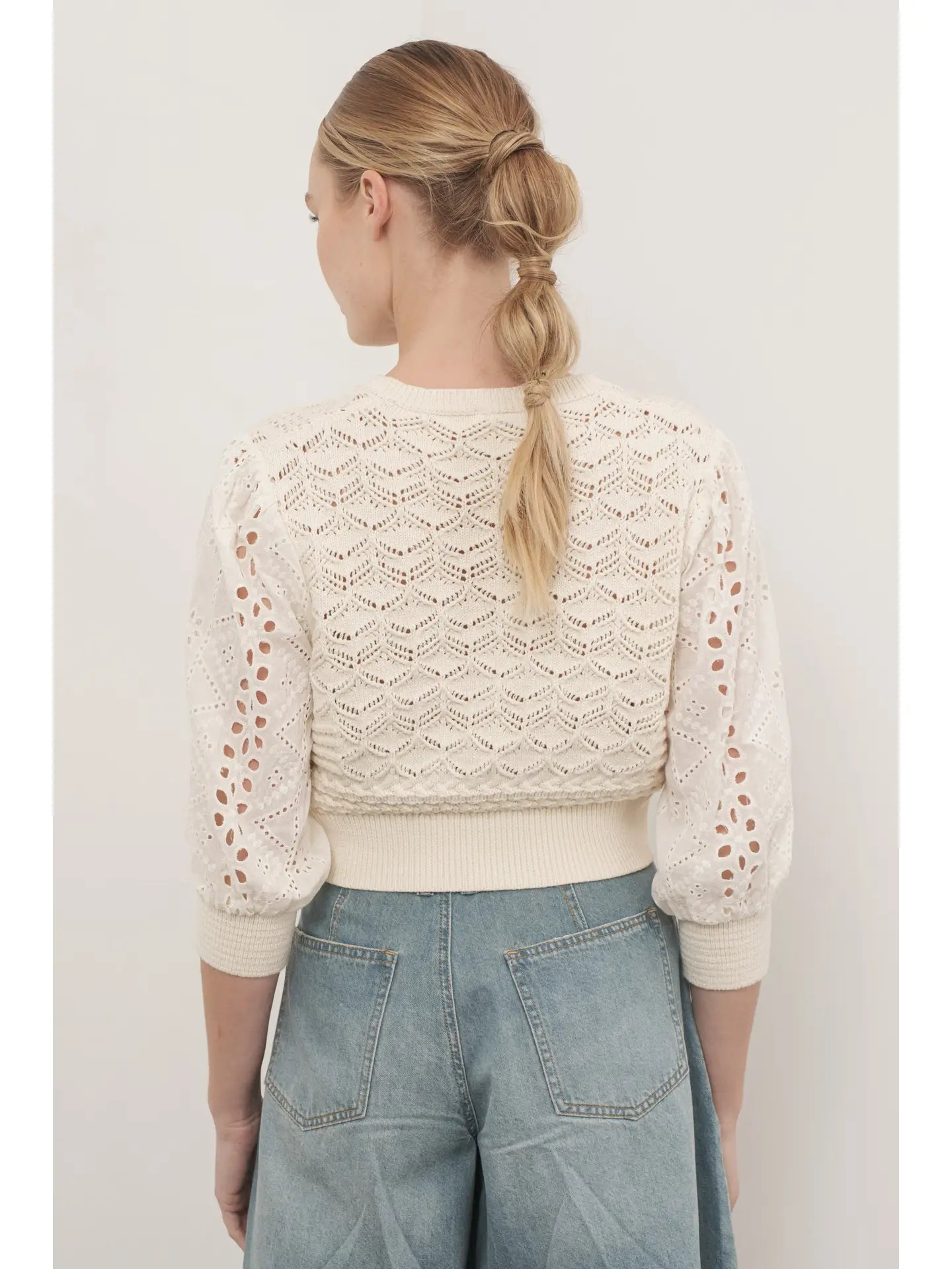 Aaron & Amber Mixed Fabric Cardigan