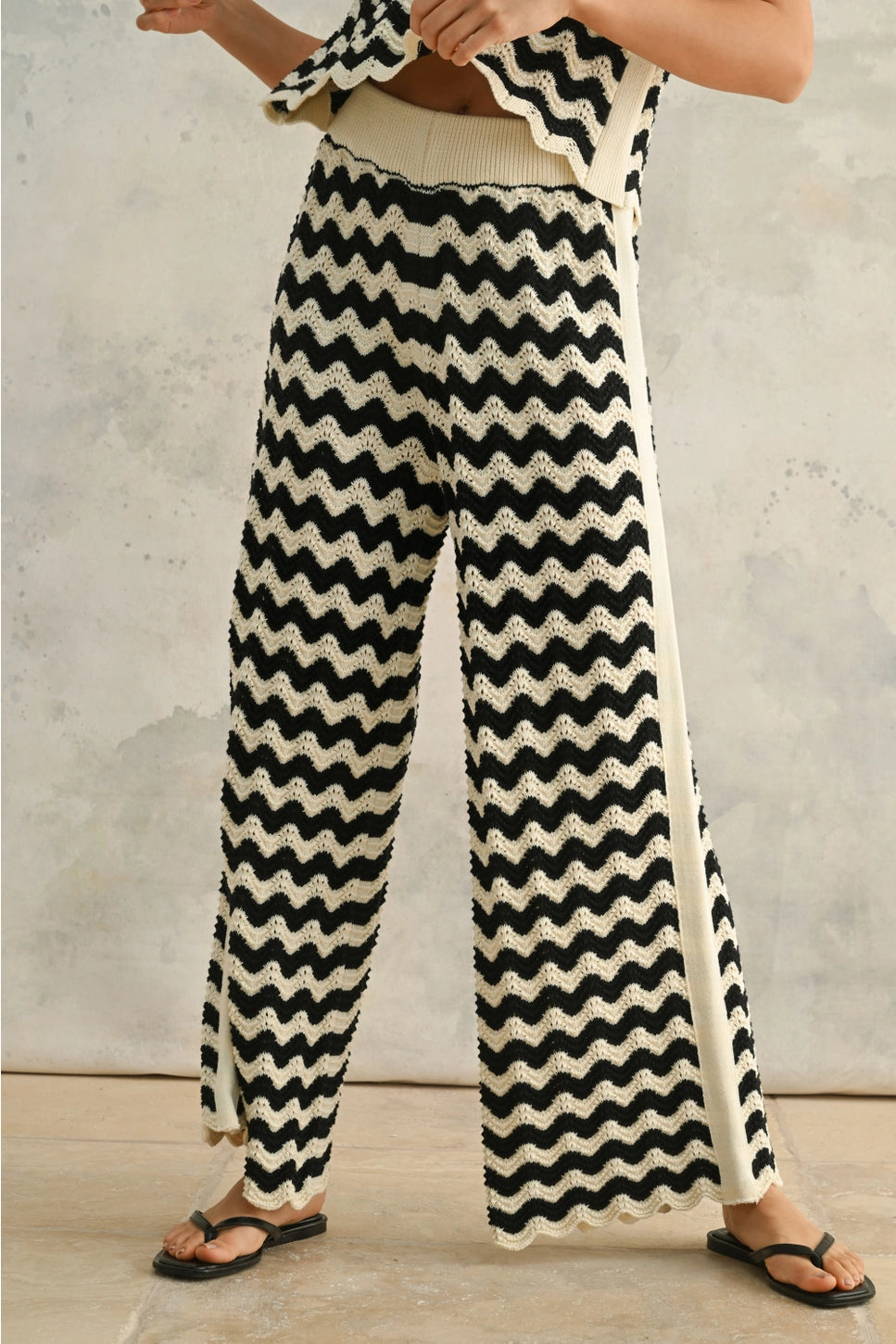 MIOU MUSE Zig Zag Crochet Set Pants