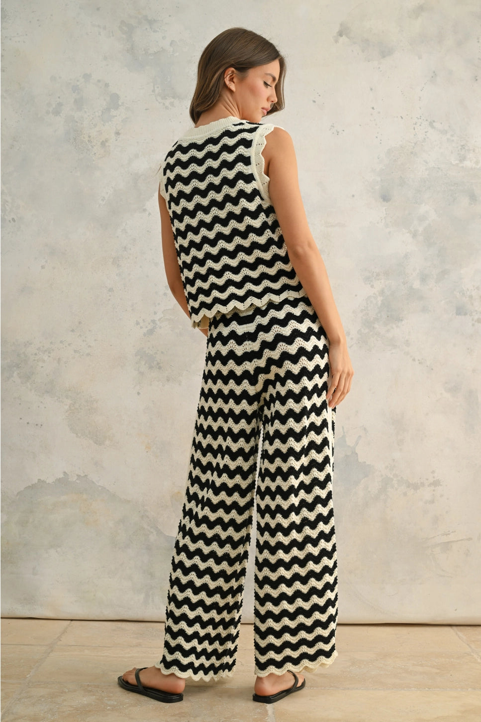 MIOU MUSE Zig Zag Crochet Set Pants