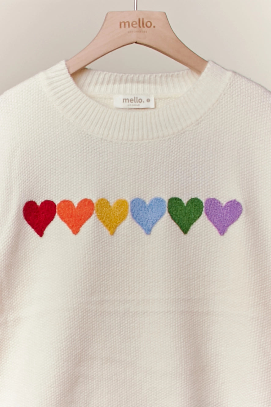 Mello. Rainbow Heart Sweater