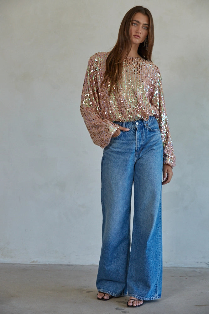By Together Pink Sequin Top