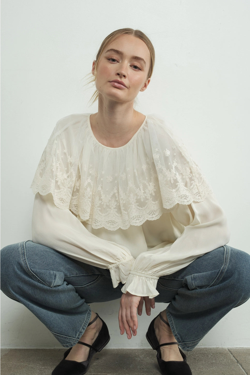 Aaron & Amber Lace Cape Blouse