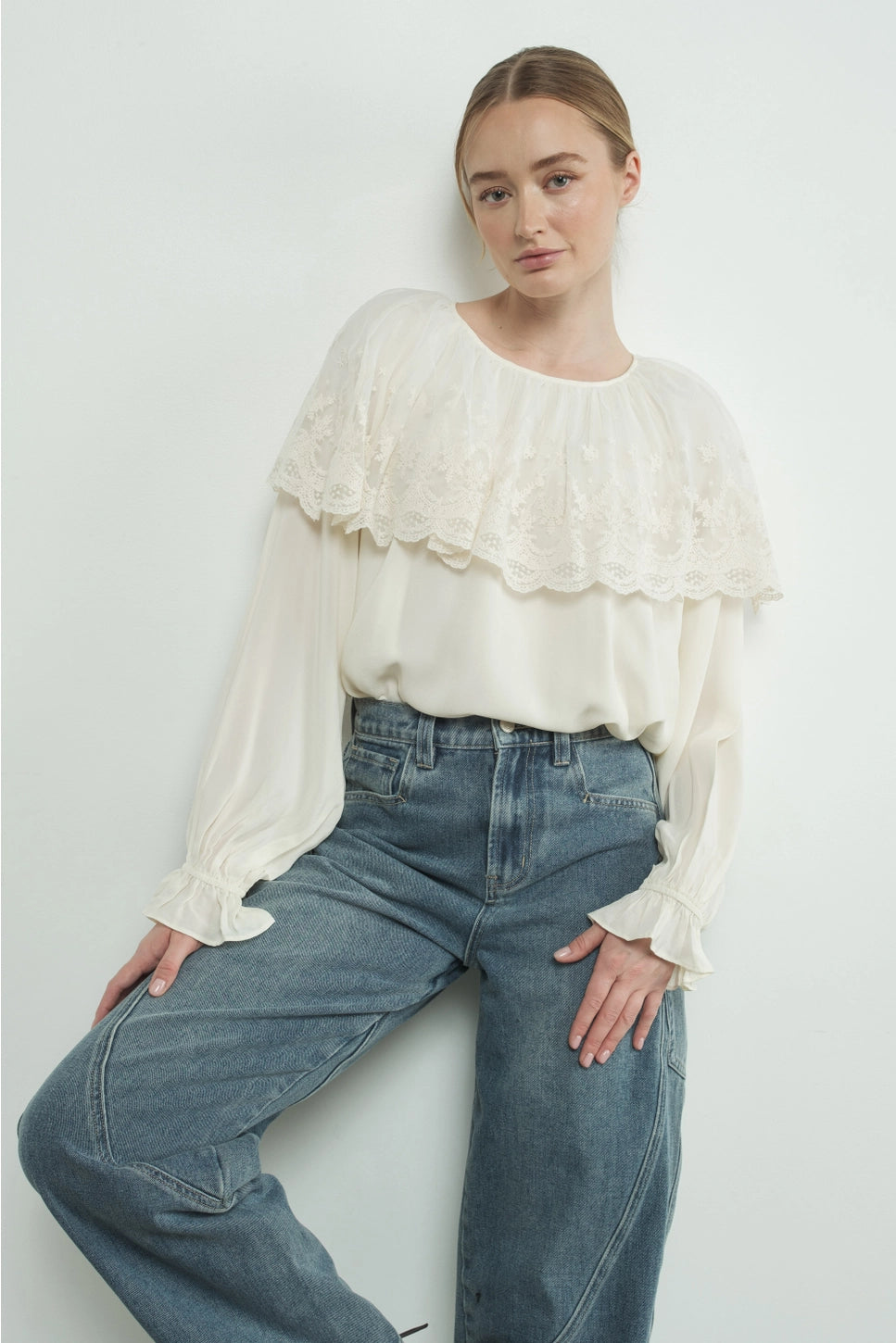 Aaron & Amber Lace Cape Blouse