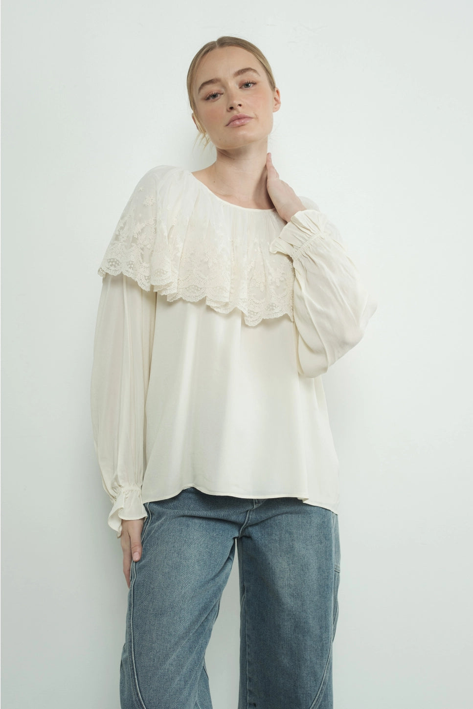 Aaron & Amber Lace Cape Blouse