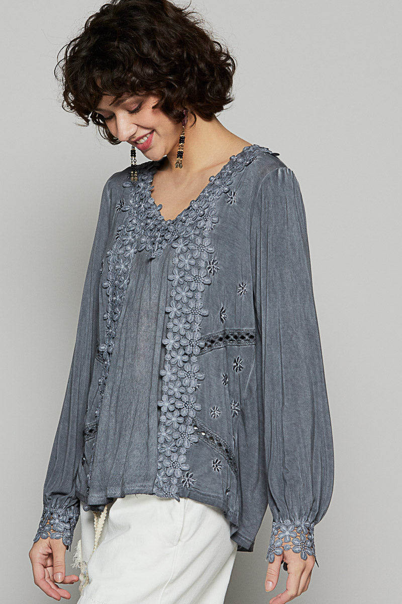 POL Floral Lace Boho Blouse