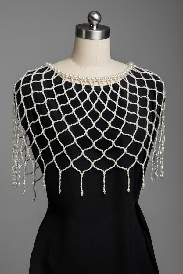 SAACHI Pearl Beaded Overlay Capelet