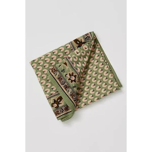 Green Lotus Print Paisley Bandana