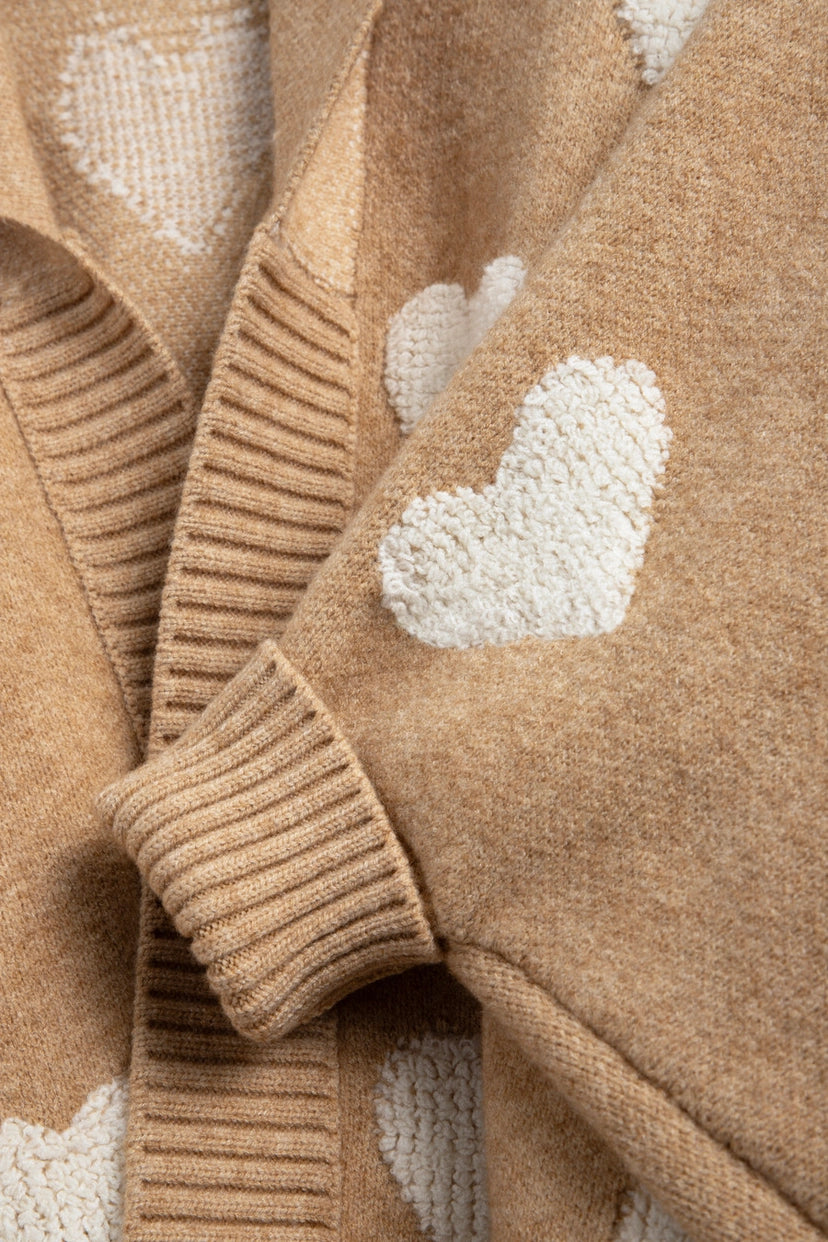 SAACHI Ribbed Knit Heart Cardigan