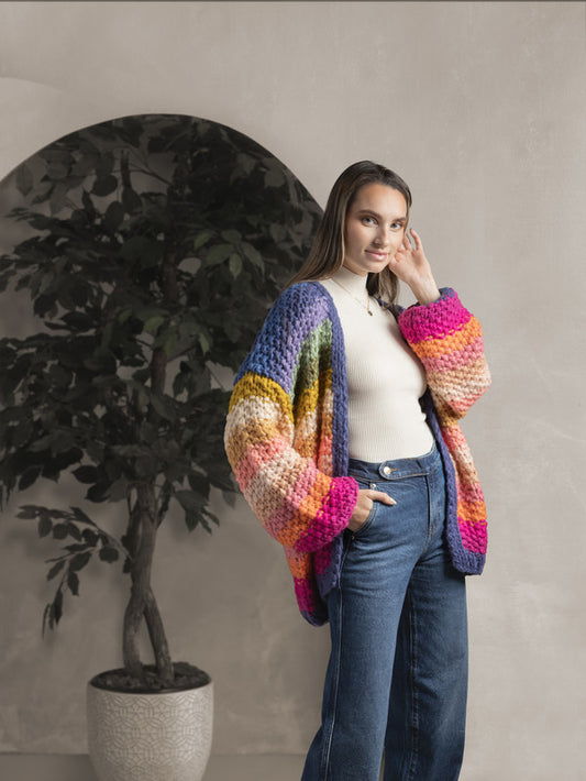 SAACHI Rainbow Knitted Cardigan Kimono
