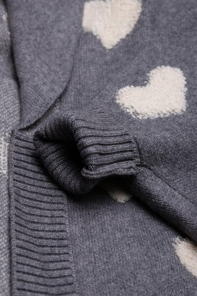 SAACHI Ribbed Knit Heart Cardigan