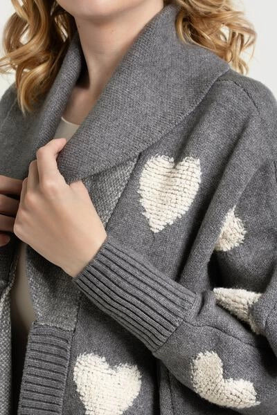 SAACHI Ribbed Knit Heart Cardigan