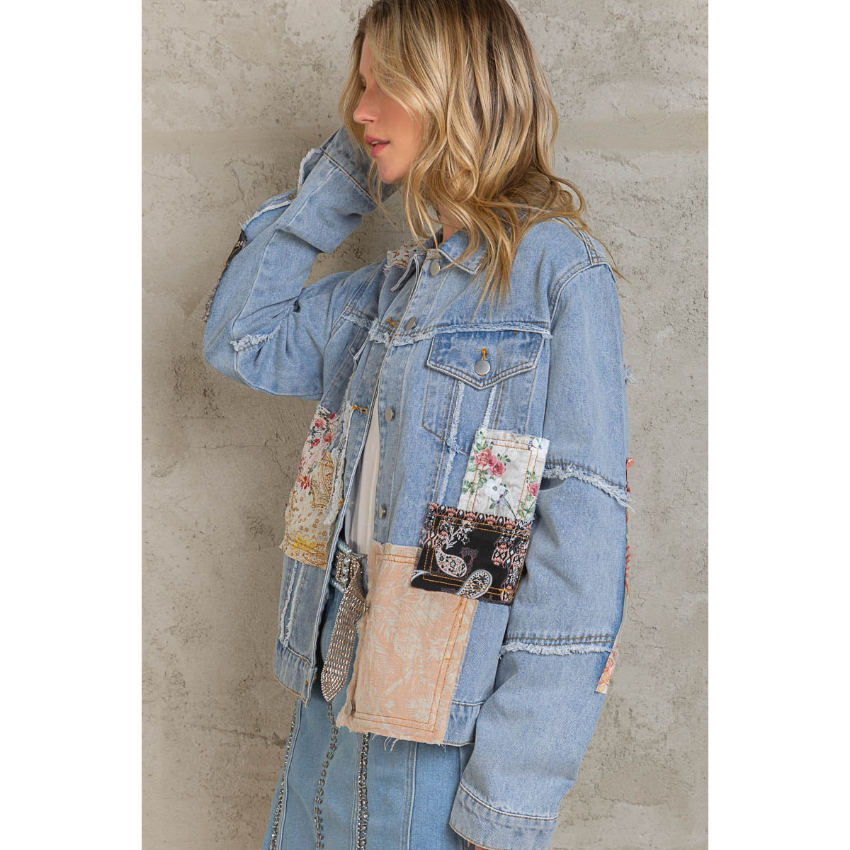 POL Patchwork Jean Jacket