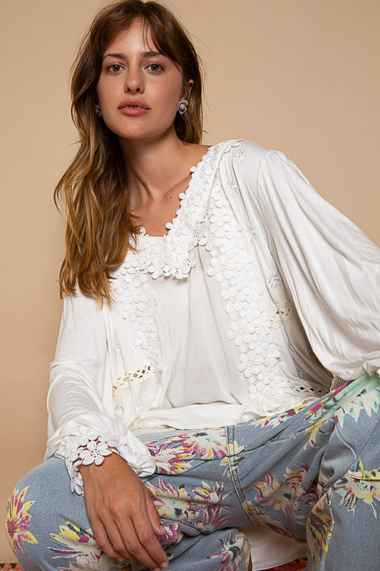 POL Floral Lace Boho Blouse