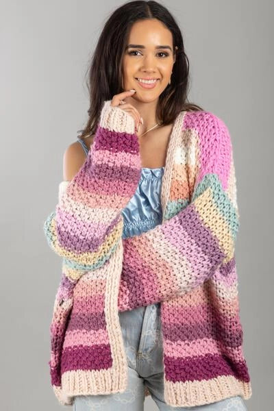 SAACHI Rainbow Knitted Cardigan Kimono