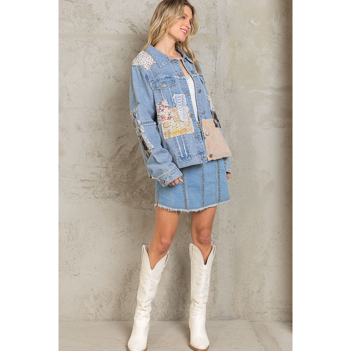 POL Patchwork Jean Jacket