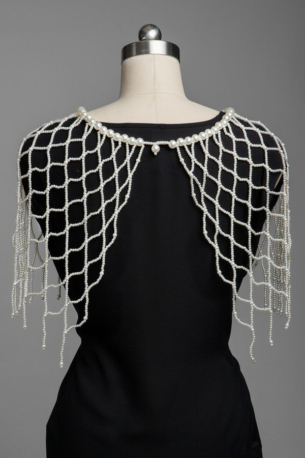 SAACHI Pearl Beaded Overlay Capelet