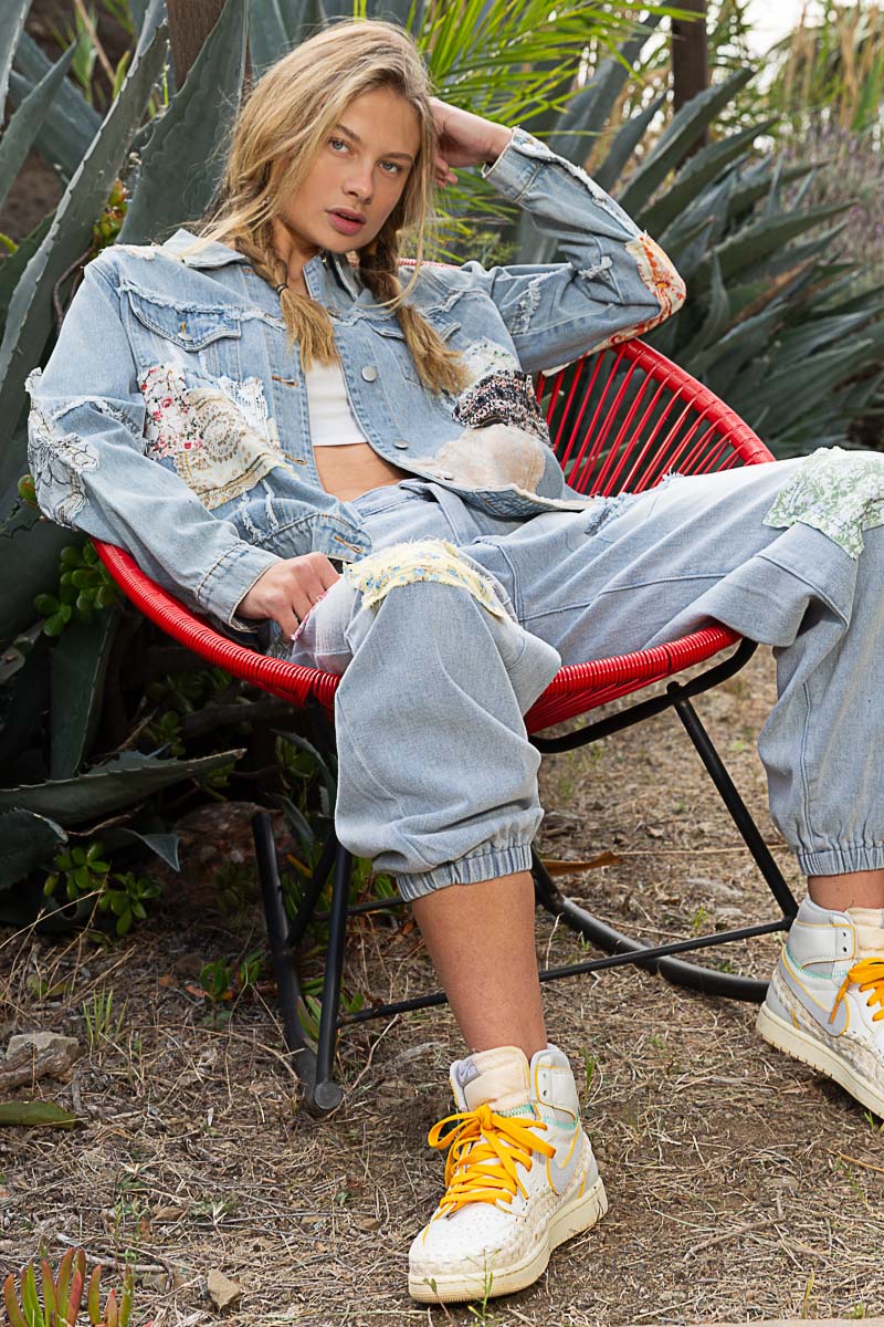 POL Patchwork Jean Jacket