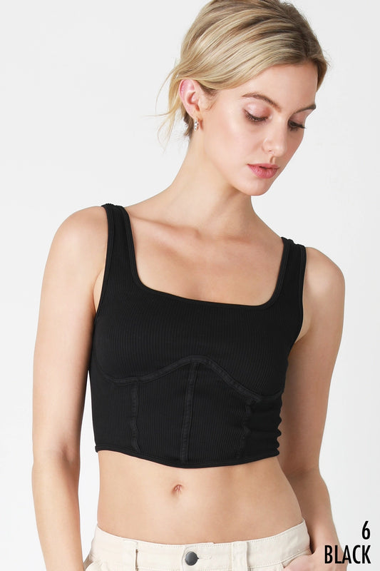 Nikibiki Ribbed Square Neck Corset Top