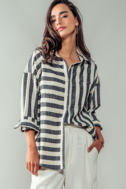 Urban Daizy Vertical and Horizontal Striped Shirt