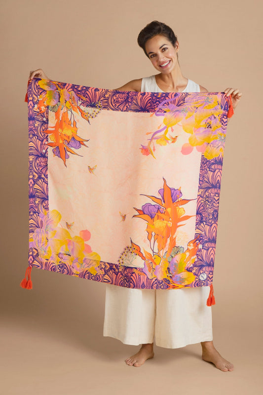 Powder Design Inc. Tasselled Tropical Hummingbird Scarf