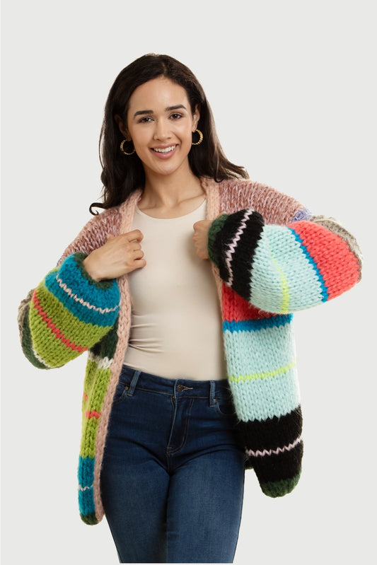 SAACHI Knitted Rainbow Multitoned Cardigan