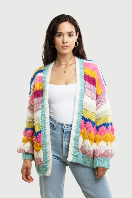 SAACHI Knitted Rainbow Bubble Stitch Cardigan