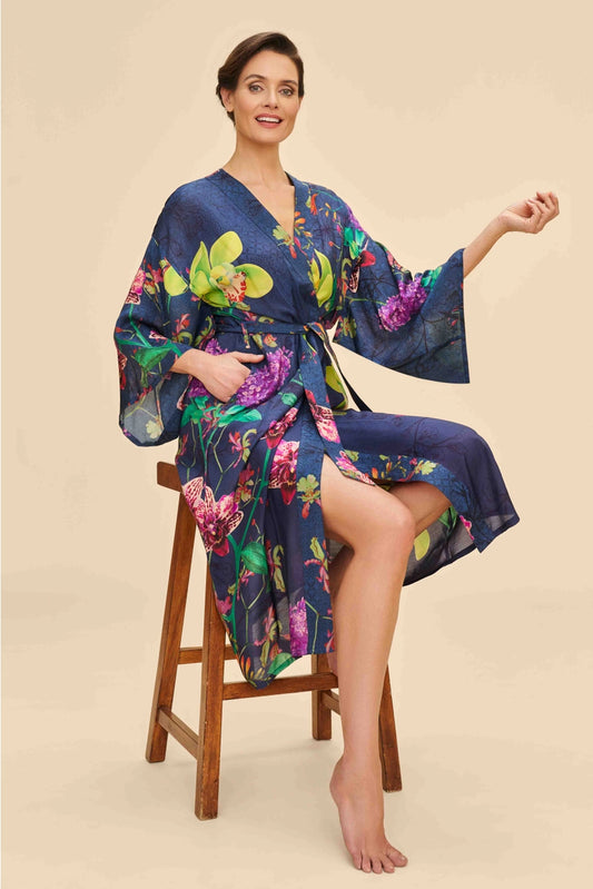 Powder Design Inc. Exotic Evening in Ink Kimono Gown