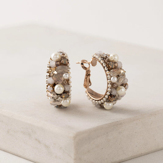 Lover’s Tempo Gardenia Crystal Hoop Earrings