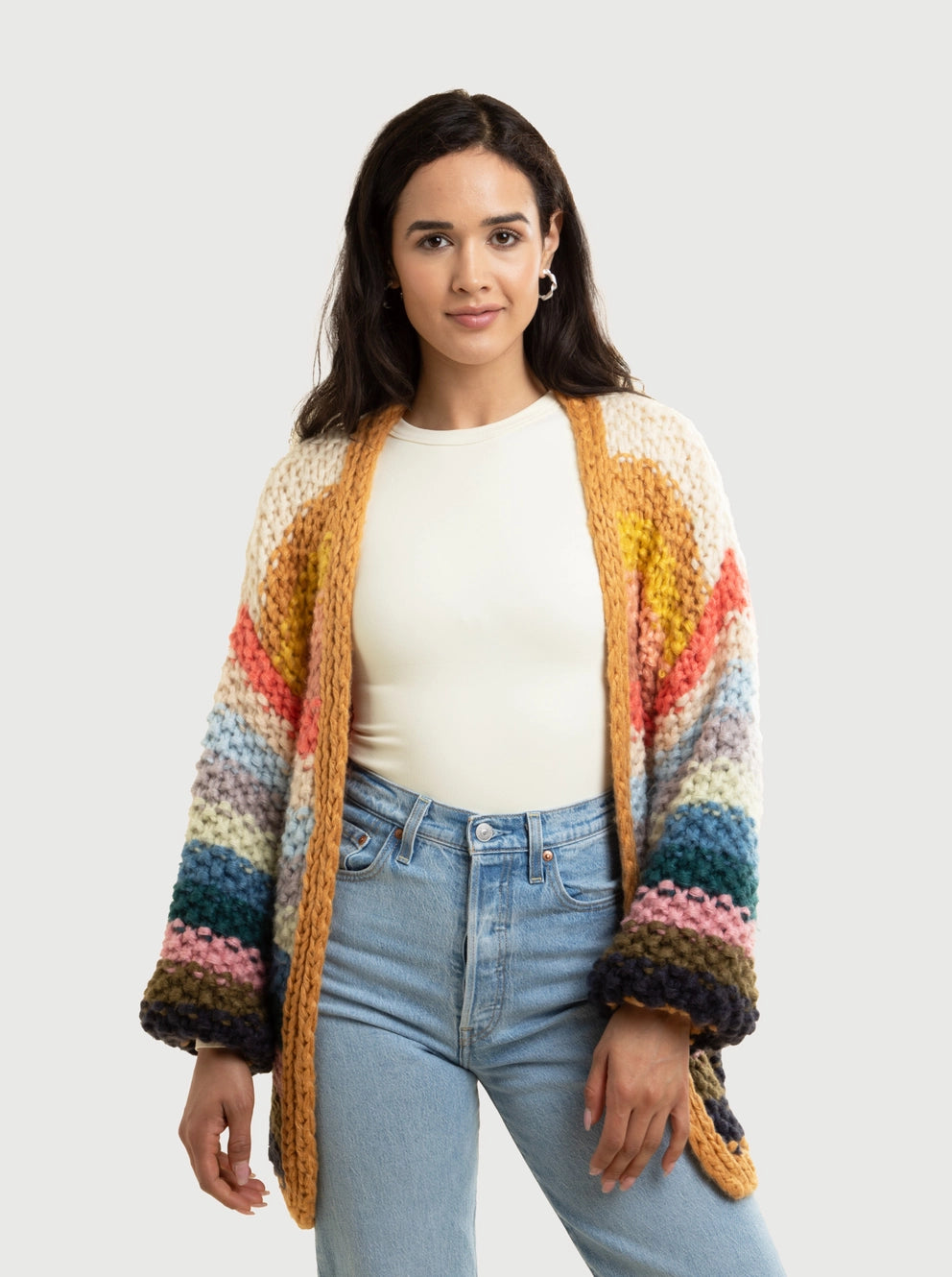 SAACHI Rainbow Knitted Cardigan Kimono