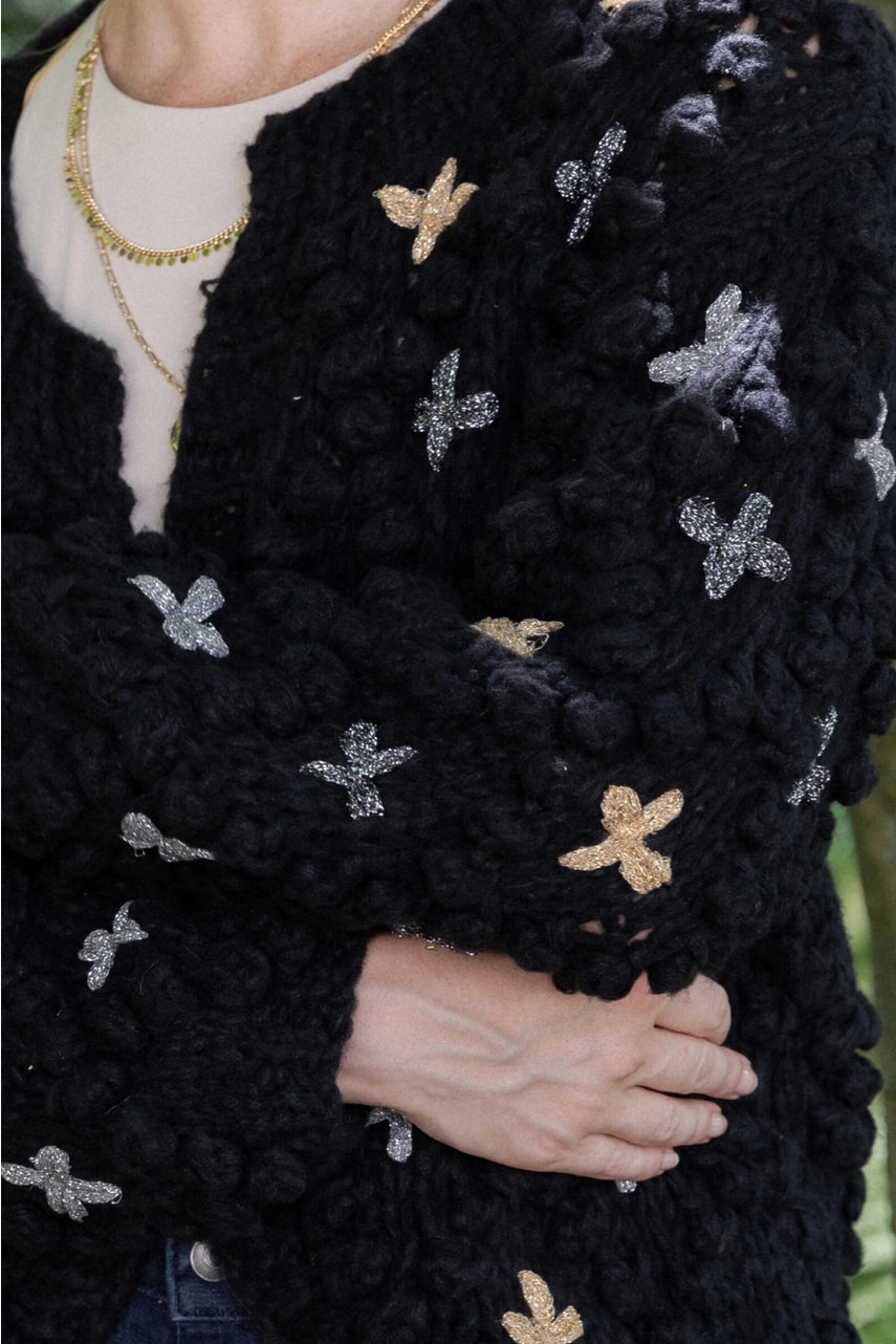 SAACHI Pom Pom Knitted Cross Cardigan