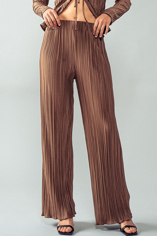 Blu Pepper Shimmering Pleated Elastic Waist Pants