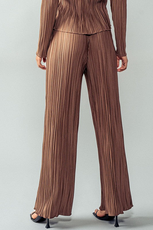 Blu Pepper Shimmering Pleated Elastic Waist Pants